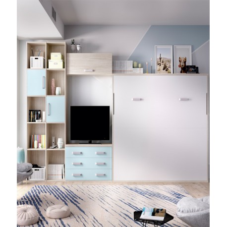 Dormitorio juvenil completo CORBAN SUITE DESCRIPCIÓN CONJUNTO SIN ARMARIO  OPCIONES DE APOYO ENCIMERA SOPORTE METÁLICO ESCUADRA DE 4 x 35 x 4 CM DE  ALTURA..