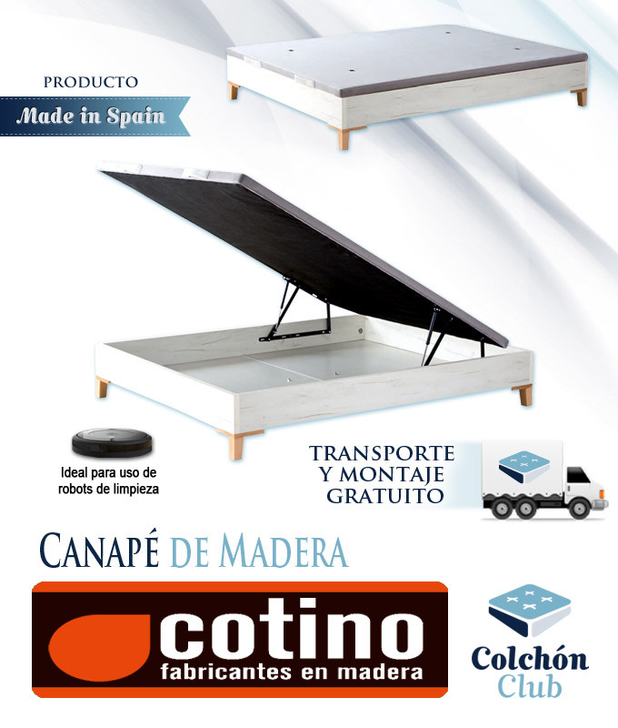 CANAPE DE MADERA CON PATAS IDEAL PARA ROBOT ASPIRADORA - 150 x 200 cm 