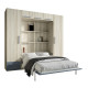 Dormitorio con cama abatible vertical matrimonial con altillo y armarios a ambos lados Ref Z24-36