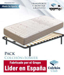 Pack Colchón Viscoelástico y somier de Láminas fabricado por el Grupo Lider en España Ref P73000